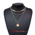 European and American Popular Multi-layer Simple Snake Chain Lotus Pendant Necklace